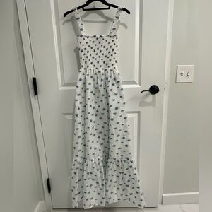 Hill House Anjuli White and Blue Floral Maxi Dress
